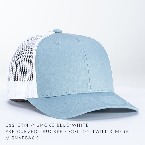c12-CTM // Pre Curved Trucker Hat - Cotton Twill & Mesh // Custom